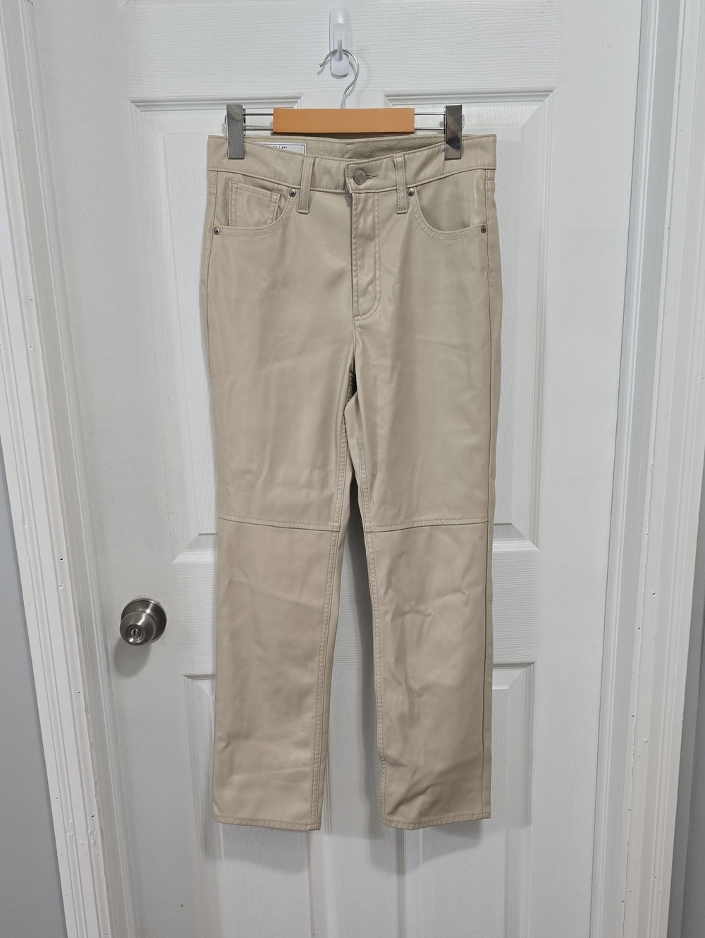 GAP Beige Vegetable Leather Straight-Leg Pants - Size 27